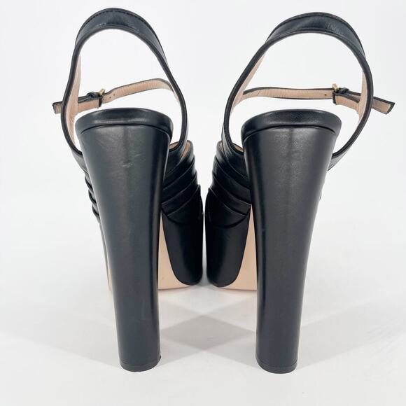 Gucci Black Malaga Kid Keyla Platform Ankle Strap Open Toe Sandal Heel EU 39 - Picture 8 of 15